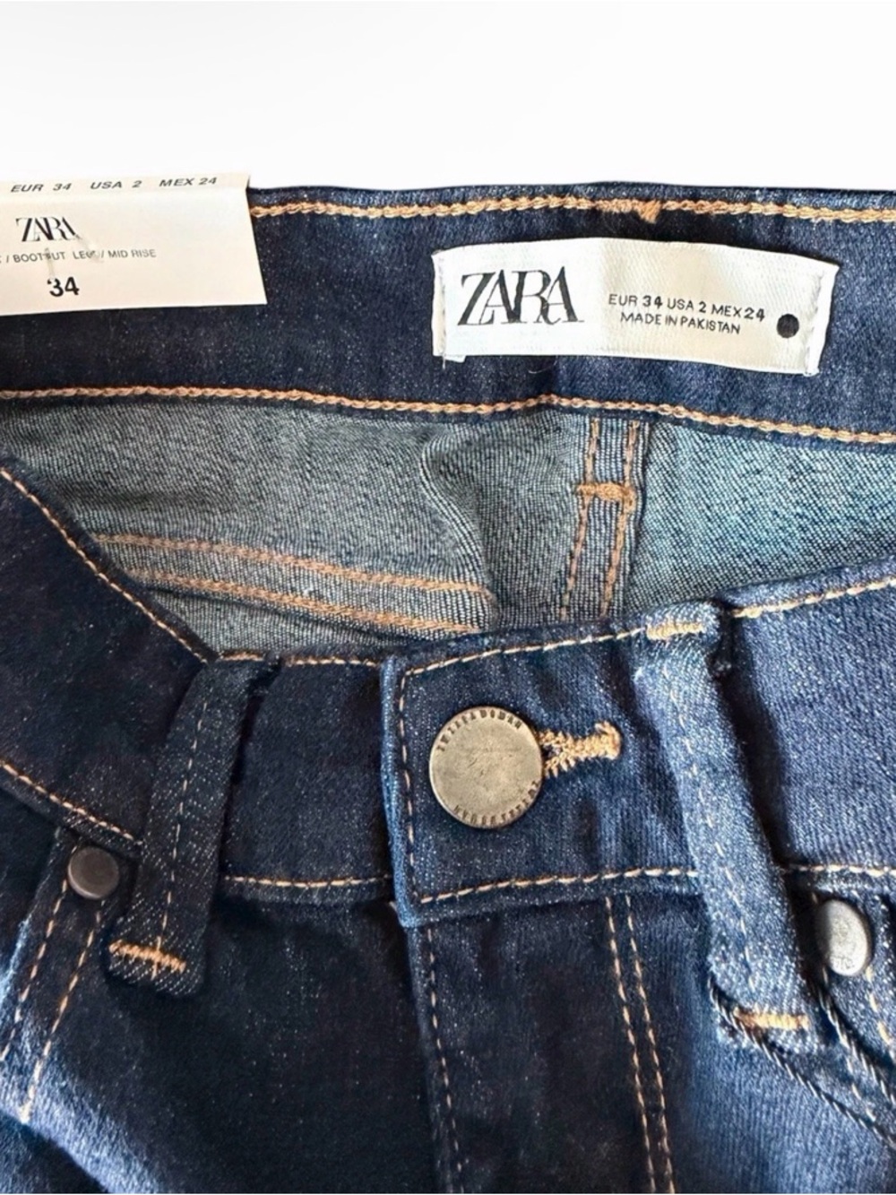 Zara women’s the contour bootcut in Dark Blue Signature Denim Jeans US 2 EUR 34 - Picture 3 of 6